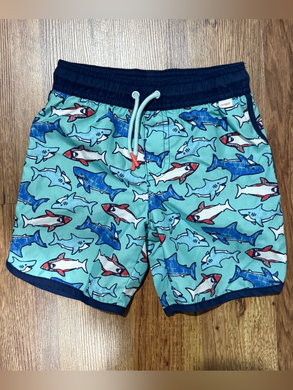 Cat & Jack Light Blue Shark Print Swim Trunks - 5T